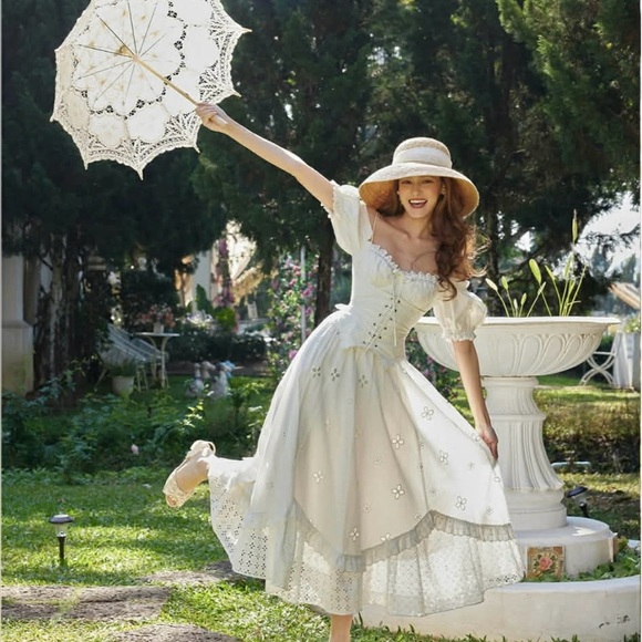 Lacemade Chic White Eyelet Midi Dress - Picture 5 of 14
